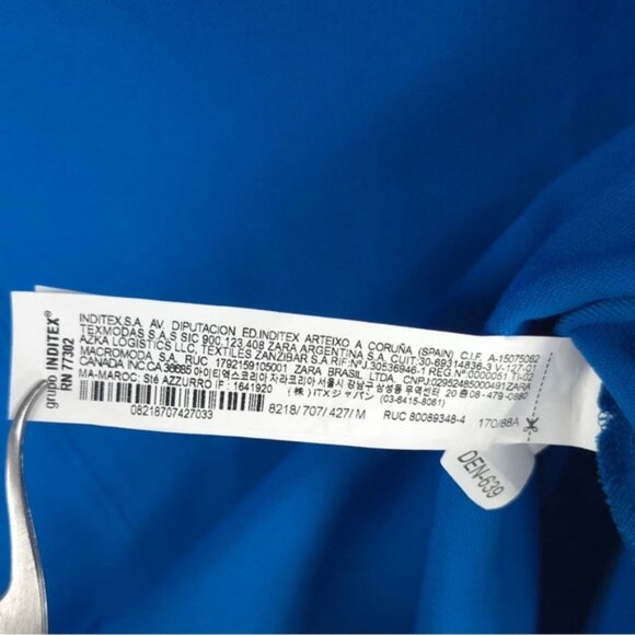 NWOT ZARA Curved Hem Asymmetric Sleeveless Knit Top Royal Blue 8218/707 Sz M - Picture 8 of 9